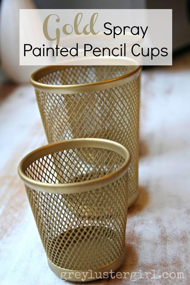Gold Pencil Cup Organizer