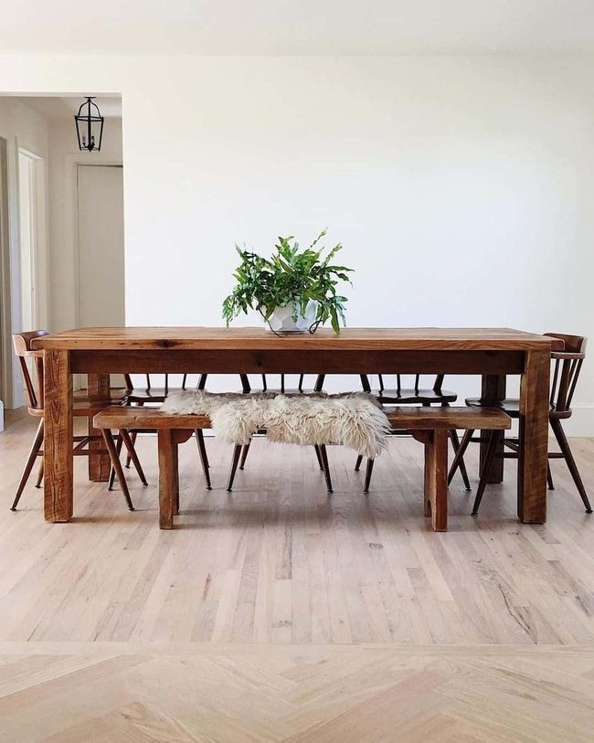 Stained Wood Meets Light Flooring
