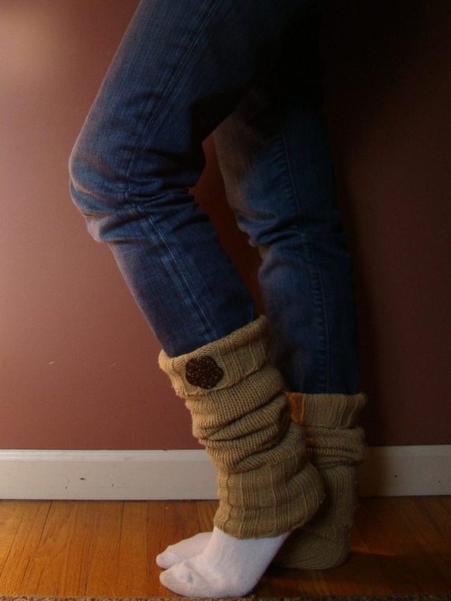 Knitted Leg Warmers, Tan Comfort