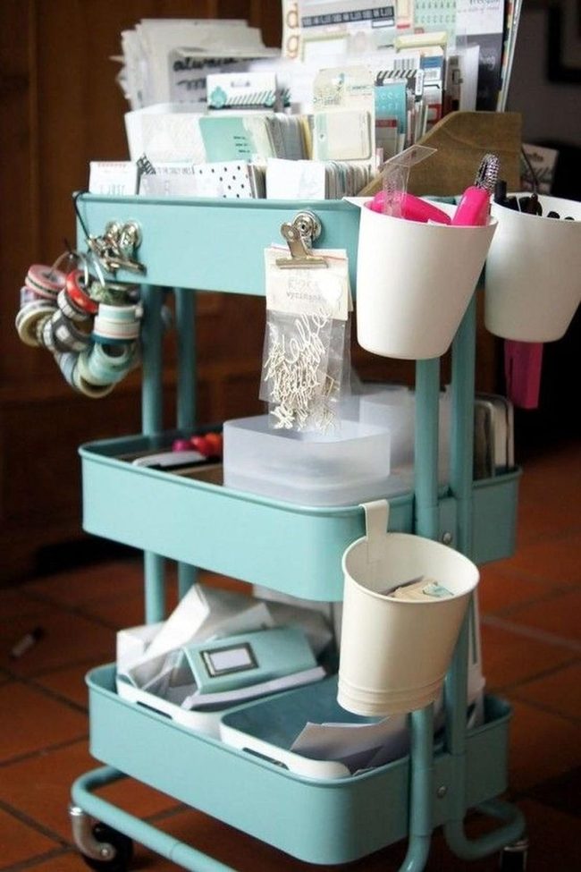 Blue Rolling Supply Cart