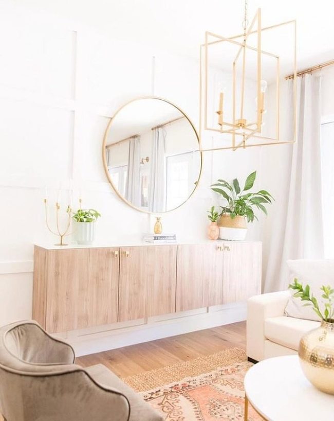 White Marble Floating Besta Cabinet