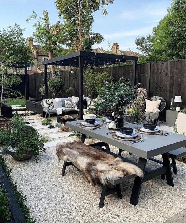 Pergola Strings Light Outdoor Dining