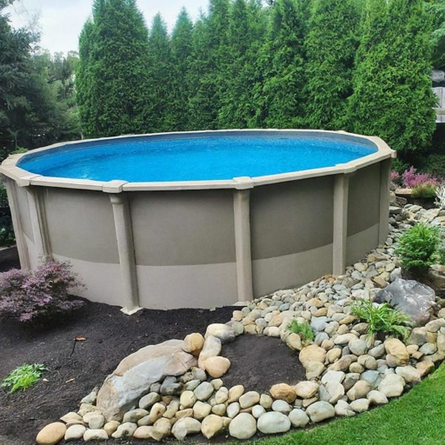 Stone-Bordered Pool Deck Foundation