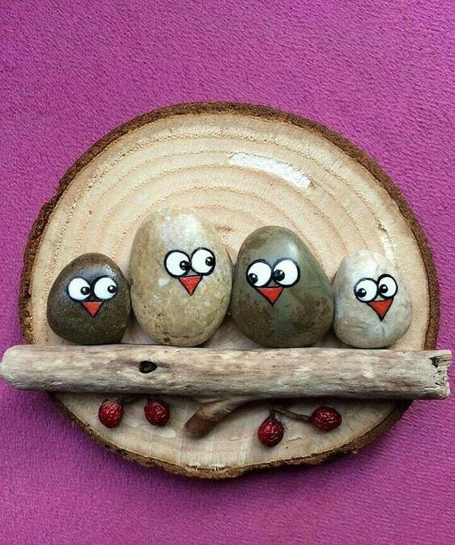 Painted Stone Owls For Kids