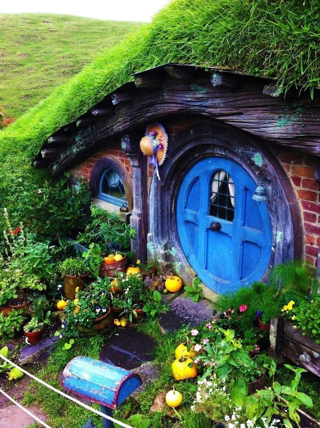 Moss Garden With Twinkling Blue Lights