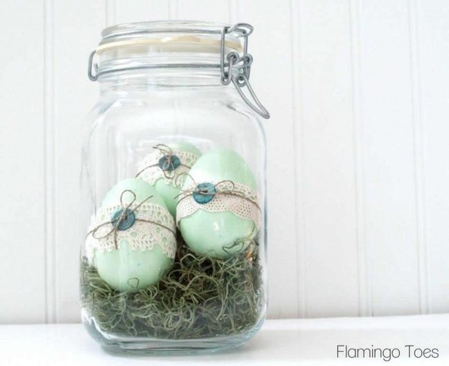 Pale Green Eggs In Glass