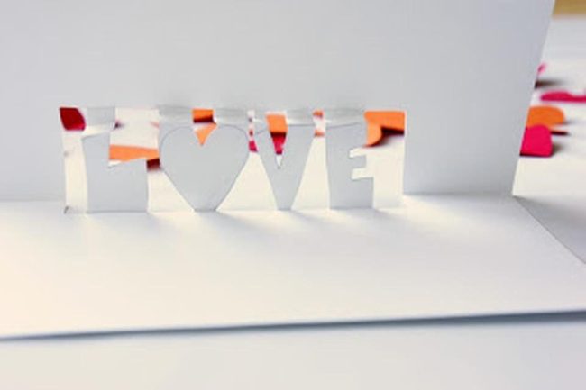 Red Hearts Block Typography Card