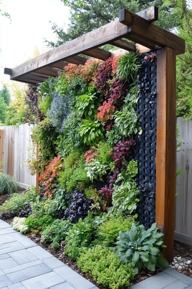Fence-Mounted Living Plant Wall