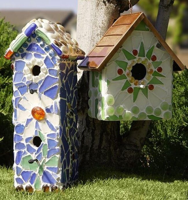 Colorful Tile Birdhouses