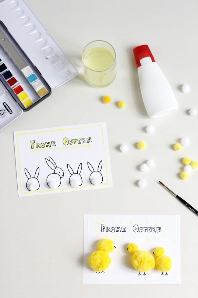 Yellow Pom-Pom Easter Crafting