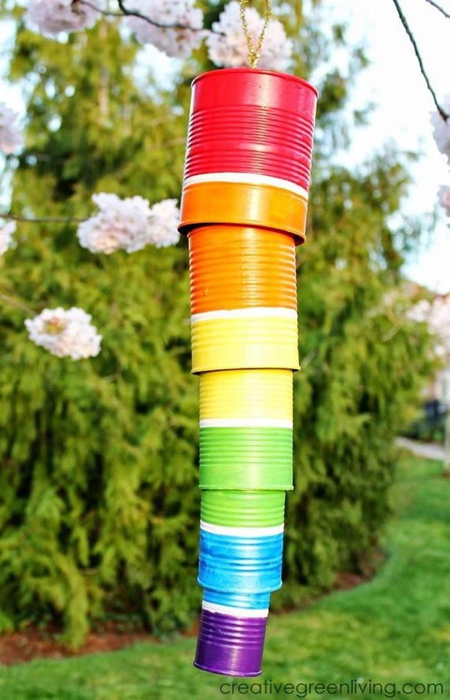 Painted Tin Can Wind Chimes