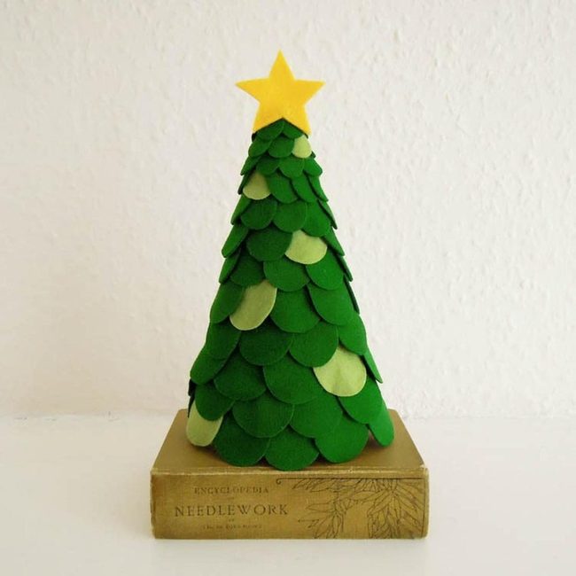 Green Felt Trees, Yellow Star Topper