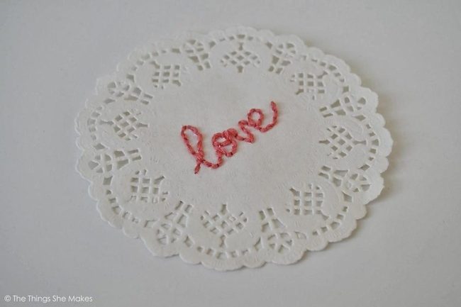 Red Stitched Lace Doilies