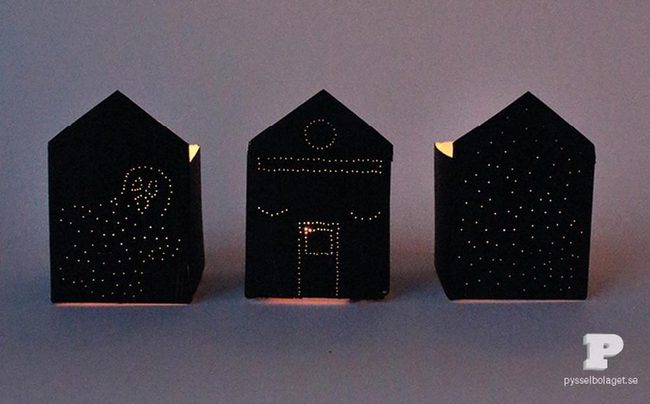 Black House Lanterns Gold Light
