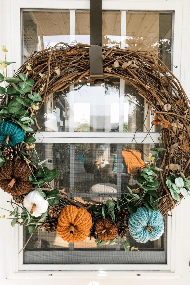 Handmade Crochet Pumpkins Wreath