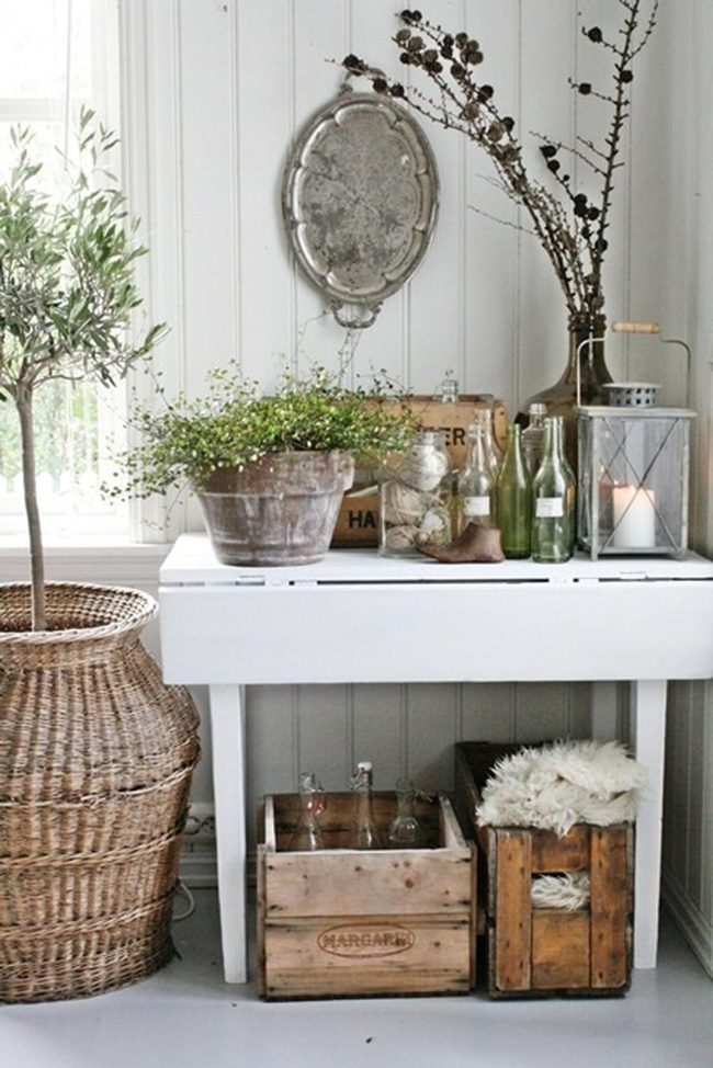 White Wooden Windowsill Storage