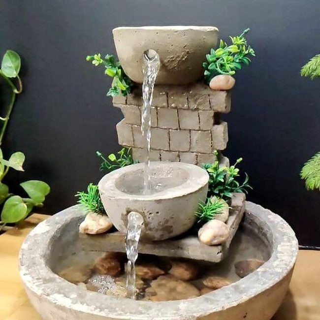 Concrete Cascades Garden Centerpiece