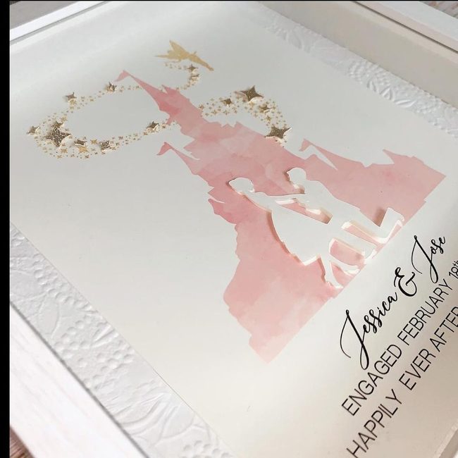 Pink Castle Couple Silhouette Box