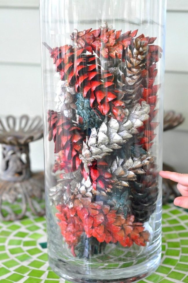 Patriotic Pinecones In Glass