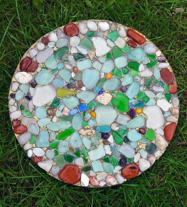 Colorful Glass Mosaic Stepping Stone