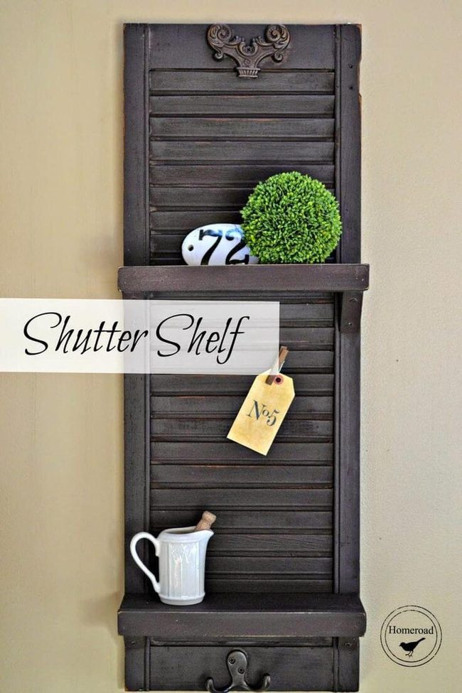 Weathered Shutter Storage Wall