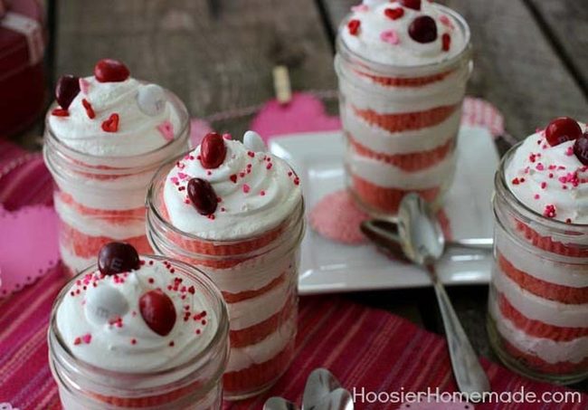 Pink Velvet Cupcakes In Glass