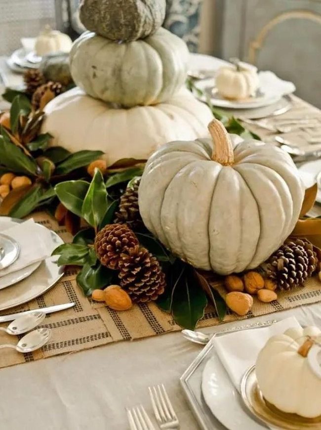 White Pumpkin Autumn Table