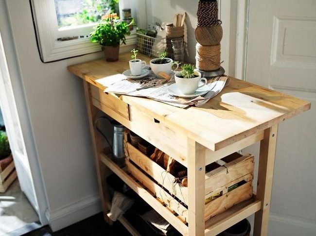 Sunlit Wood And White Kitchen