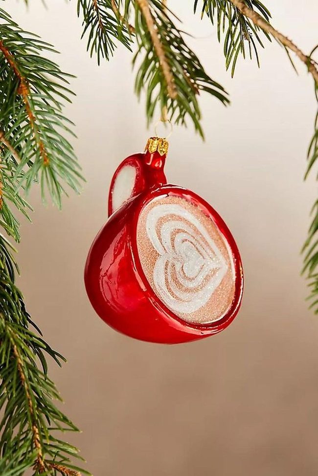 Red Ceramic Cups Pine Branches
