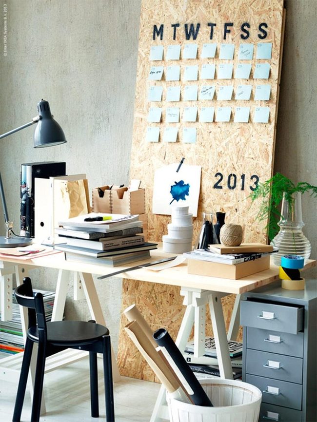 Gray Concrete Workspace With Green Plants