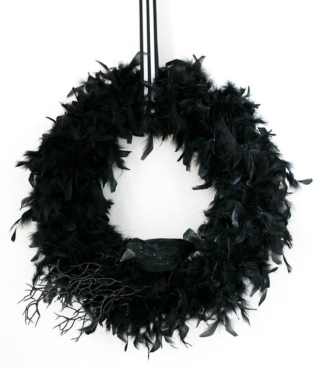Black Feather Halloween Wreath