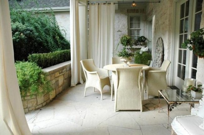 Light Stone Patio With Green Plants