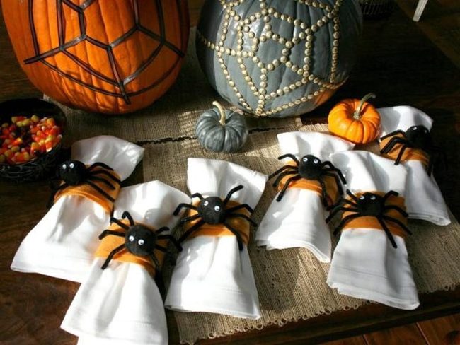 Orange Pumpkins, Black Spiders Halloween