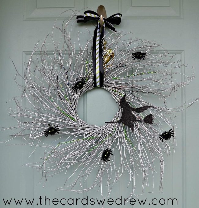 Black Spider Wreaths Silver Branches