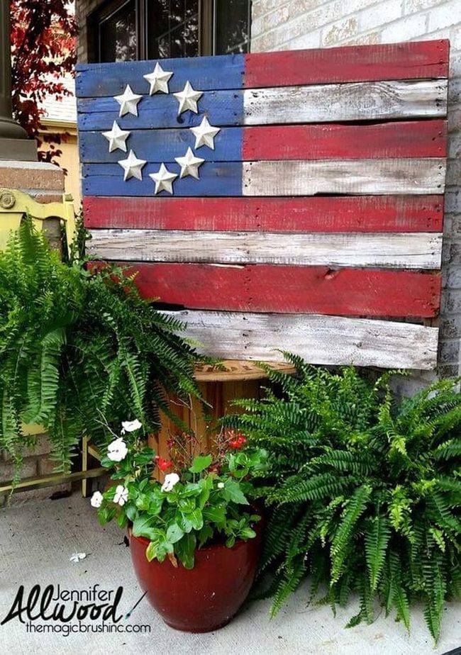 Weathered Wood Patriotic Flag