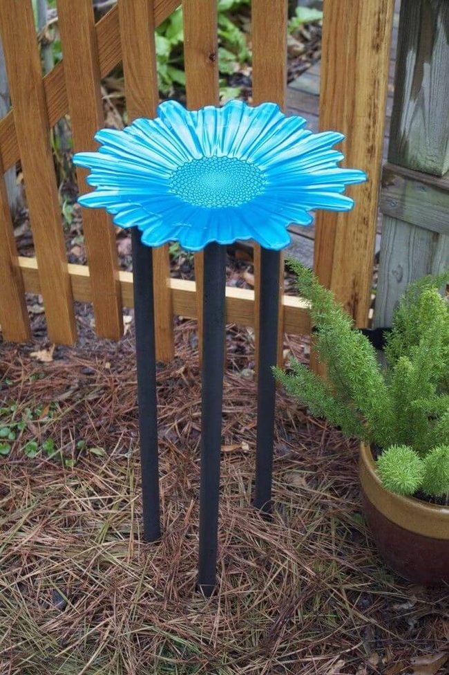 Bright Blue Bird Bath