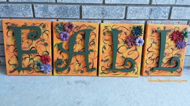 Orange Wooden Letters With Wildflowers