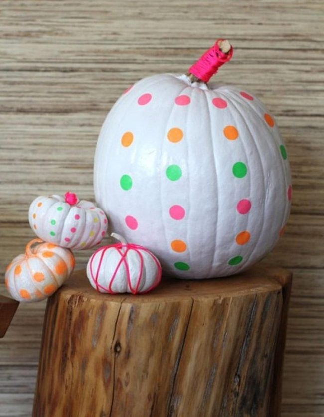 Dotted White Pumpkins Fall Display