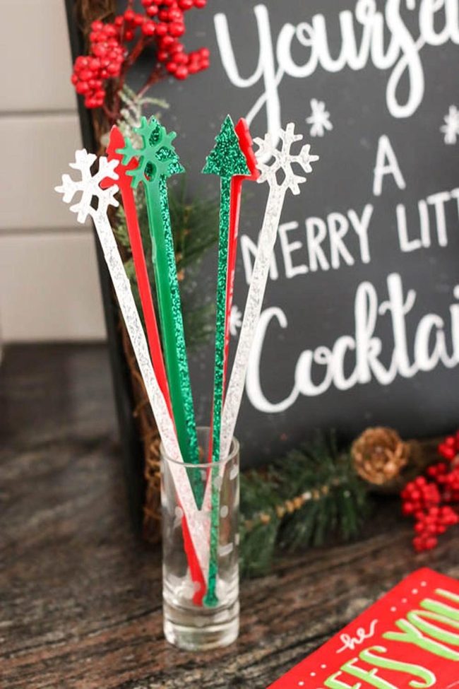 Festive Stirrers With Evergreen Accents