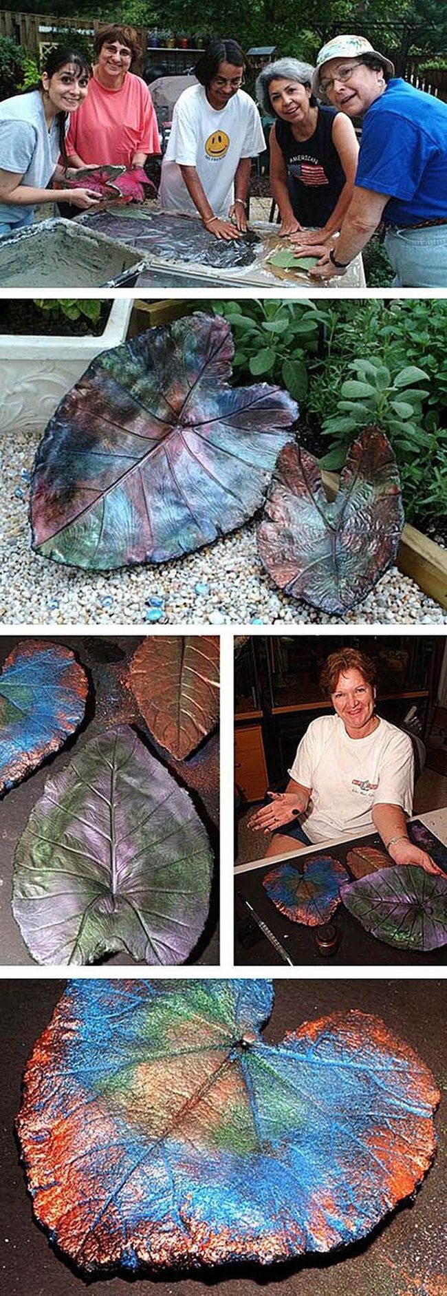 Metallic Concrete Leaf Art