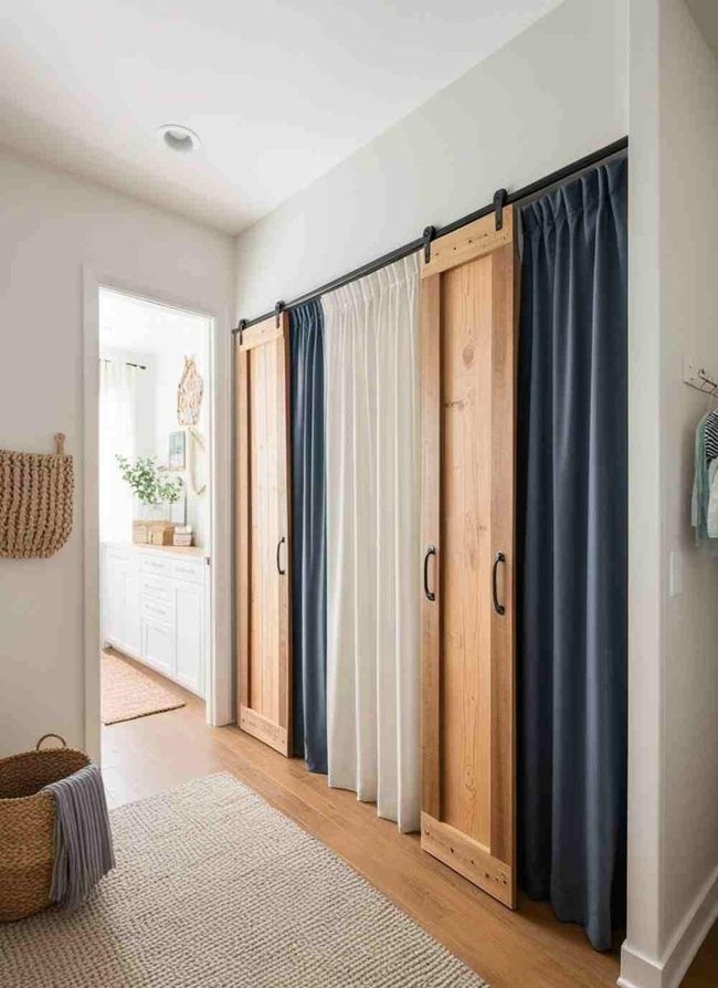 Fabric Draped Closet Doors