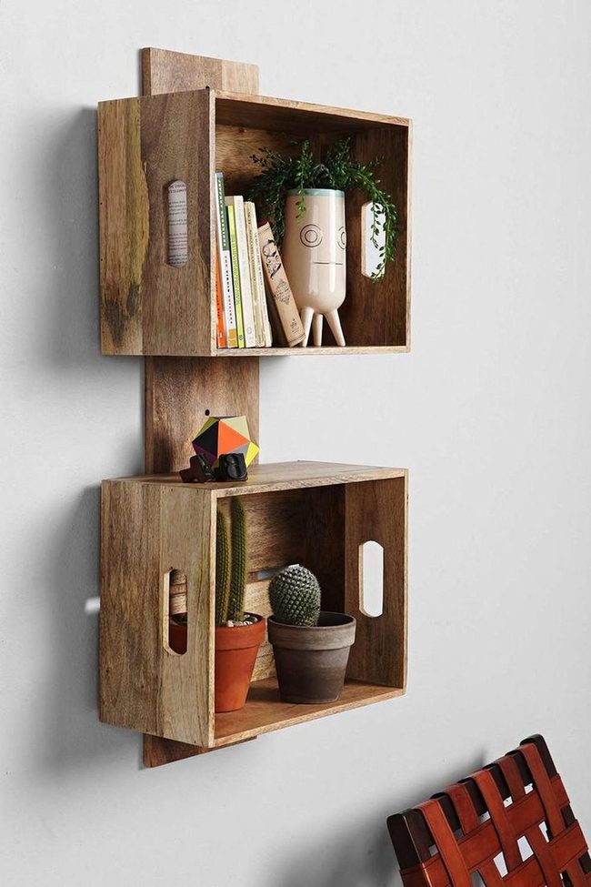 Natural Wood Plant Shelving