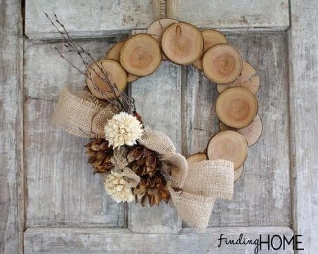 Autumn Wood Slice Wreath