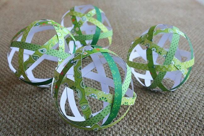 Green And White Woven Spheres