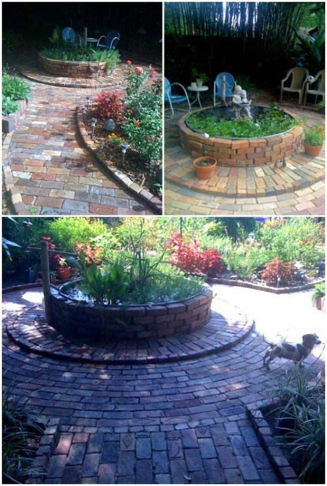 Brick-Bordered Pond Feature