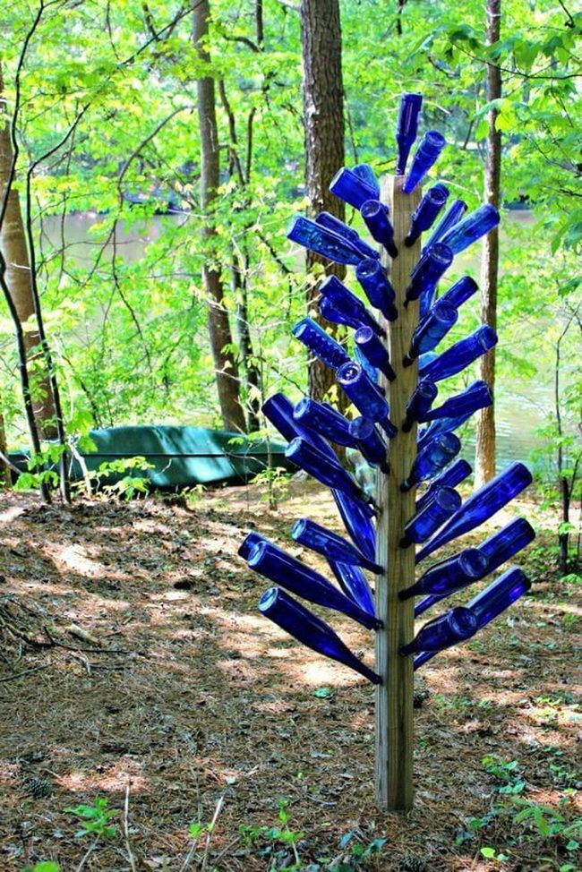 Blue Glass Garden Sculpture