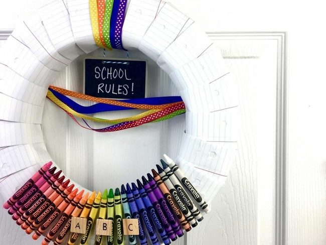 Crayon Burst School Wreath