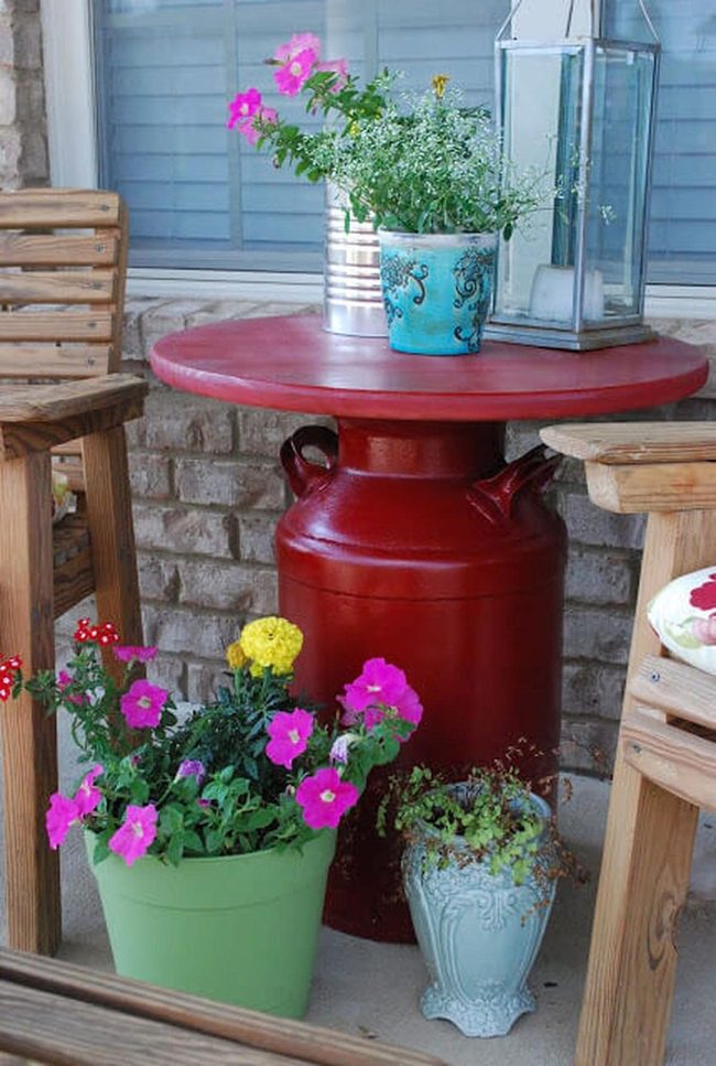 Vintage Milk Can Garden Table