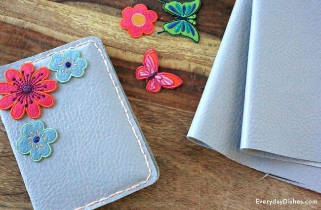 Blue Leather With Embroidered Patches