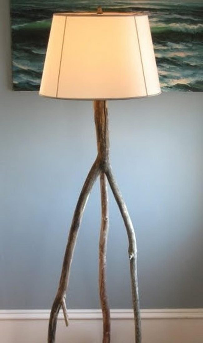 Natural Branch Lamp With Ocean Tones